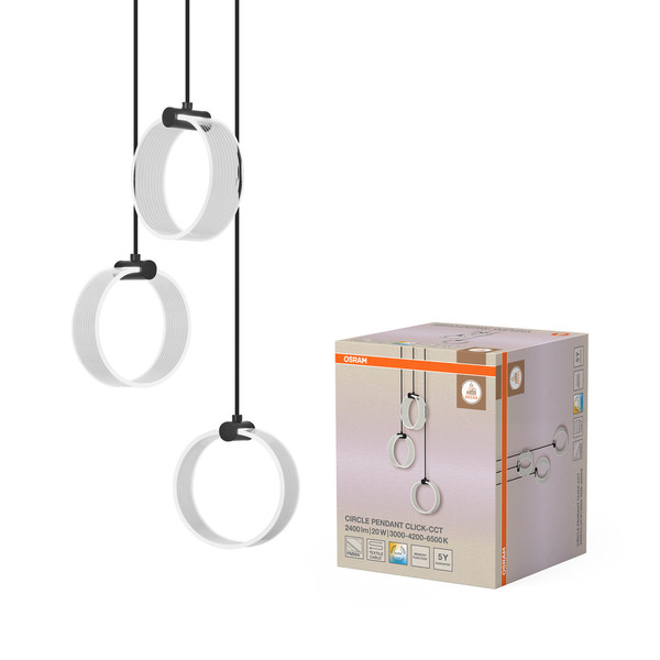 OSRAM LED Pendelleuchte Decor Circle 3XPendant PL 20W Click CCT Black Warm weiß,Kalt weiß,Kaltes Tageslicht 4099854459047