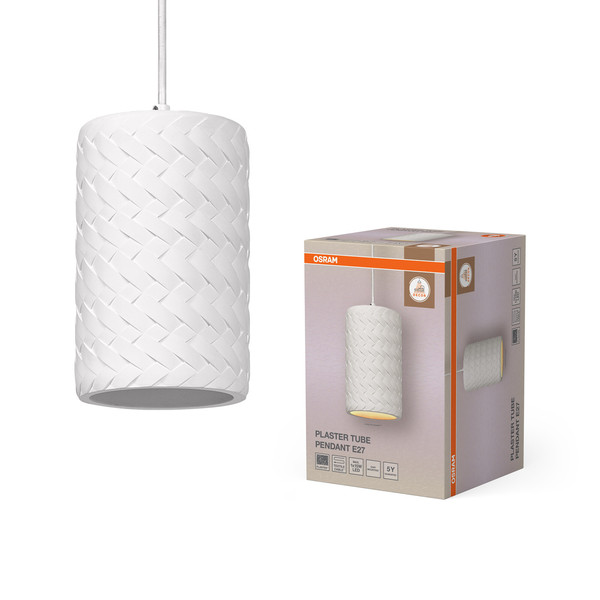OSRAM Pendelleuchte Decor Plaster Tube Pendant E27 White 4099854460951