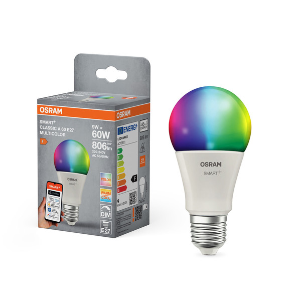 OSRAM LED Leuchtmittel SMART+ MATTER CLASSIC shapes Multicolor  9W 827...865 Multicolor E27 Dimmbar RGBTW 4099854461286