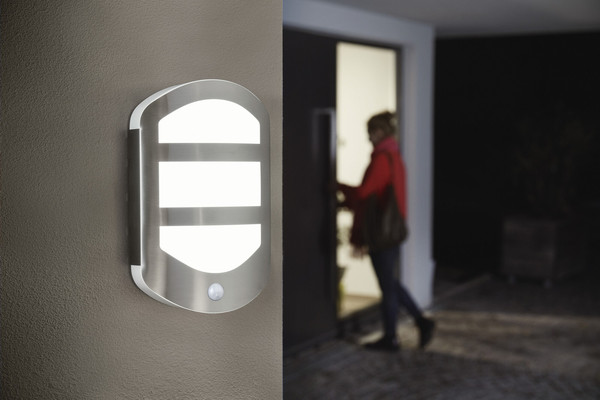 OSRAM LED Aussenleuchte ENDURA STYLE PLATE Wall Sensor 12.5W Stainless Steel Warm weiß 4099854461675