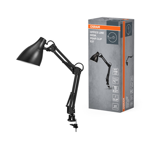 OSRAM Tischleuchte Office Line Desk Pear Clip E27 Black 4099854464614