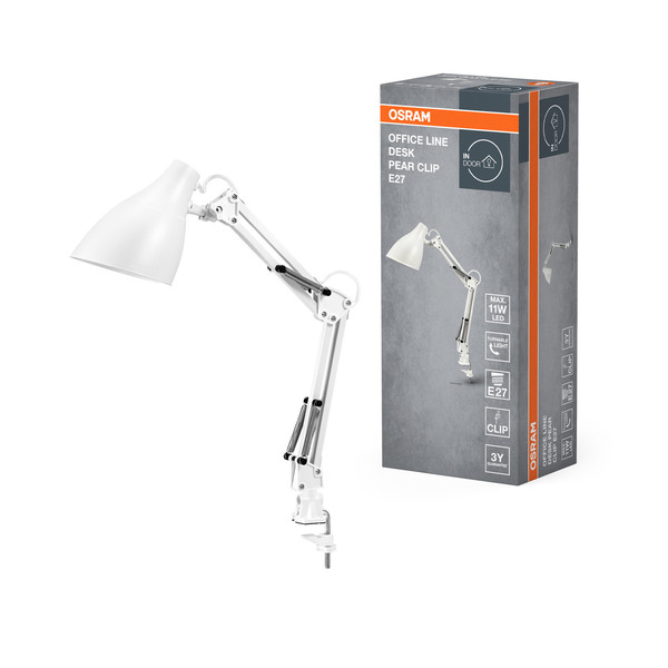 OSRAM Tischleuchte Office Line Desk Pear Clip E27 White 4099854464669