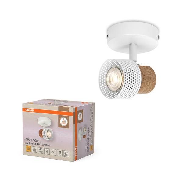 OSRAM LED Deckenleuchte DECOR SPOT CORK WHITE 1x3.4W 927 DIM Dimmbar Warm weiß 4099854470714