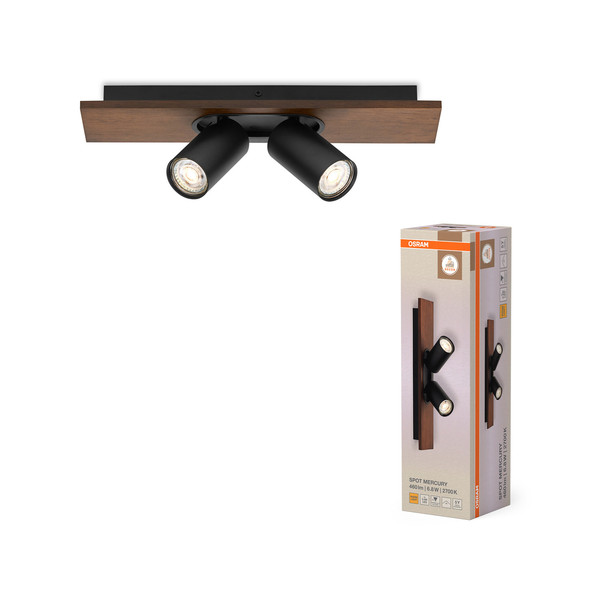 OSRAM LED Deckenleuchte DECOR SPOT MERCURY BLACK 2x3.4W 927 DIM Dimmbar Warm weiß 4099854471094