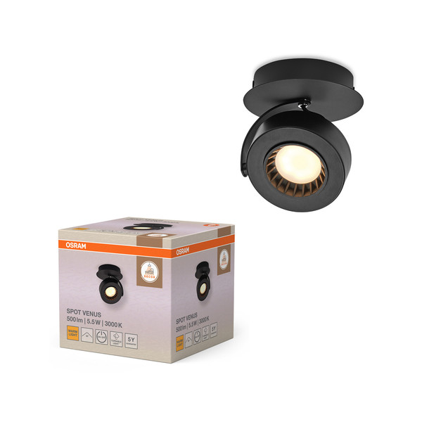 OSRAM LED Deckenleuchte DECOR SPOT VENUS BLACK 1 Spot Warm weiß 4099854471377