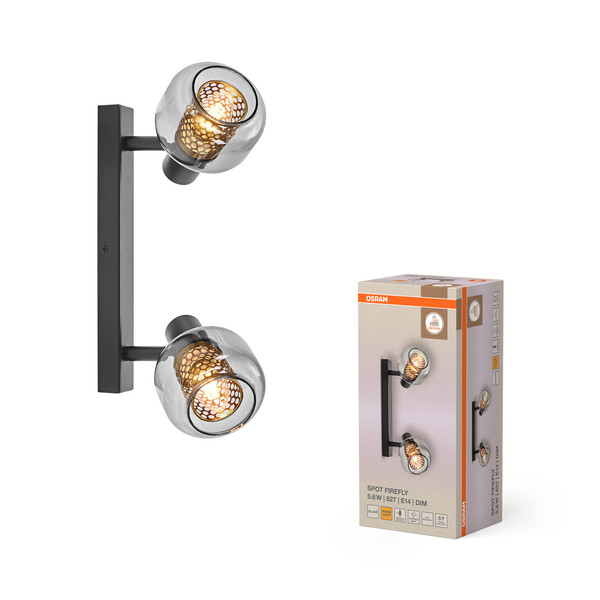 OSRAM LED Deckenleuchte DECOR SPOT FIREFLY 2X2.8W 827 E14 Black Dimmbar Warm weiß 4099854472091