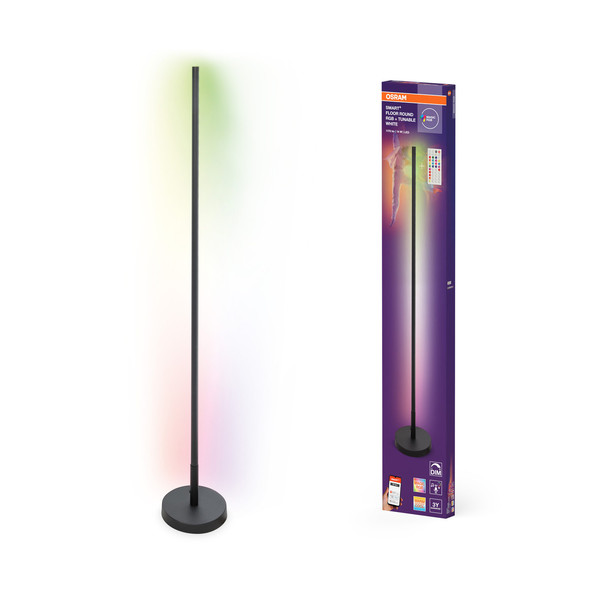 OSRAM LED Stehleuchte SMART WIFI FLOOR ROUND WITH REMOTE CONTROL Black RGB + TW + RC Dimmbar Tunable White 4099854472176
