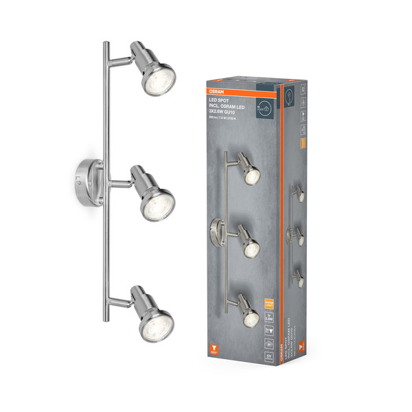 OSRAM LED Spotleuchte LED SPOT BRUSHED SILVER GU10 3 x 2.6W 2700K Warm weiß 4099854473562