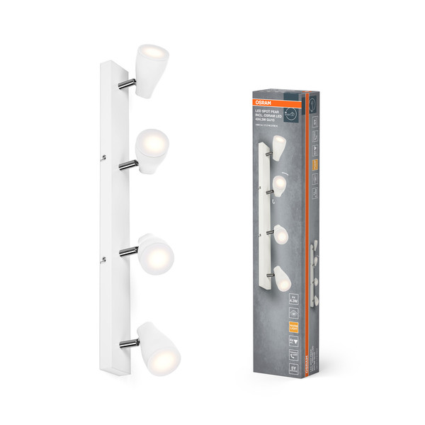OSRAM LED Spotleuchte LED SPOT PEAR WHITE 4 x 4.3W 2700K GU10 Warm weiß 4099854473821