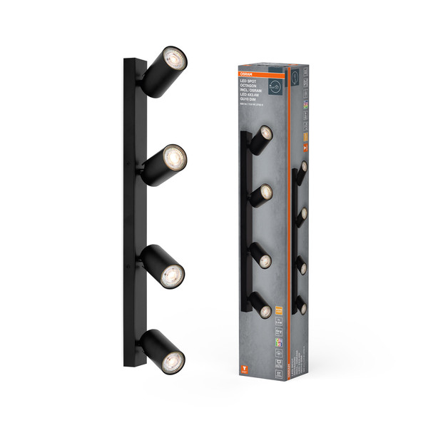 OSRAM LED Deckenleuchte LED SPOT OCTAGON BLACK 4x3.4W 927 DIM Dimmbar Warm weiß 4099854474088