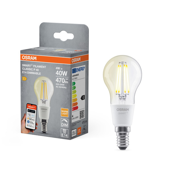 OSRAM LED Leuchtmittel SMART+ MATTER Filament CLASSIC shapes  4W 827 Filament DIM E14 Dimmbar Warm weiß 4099854530029