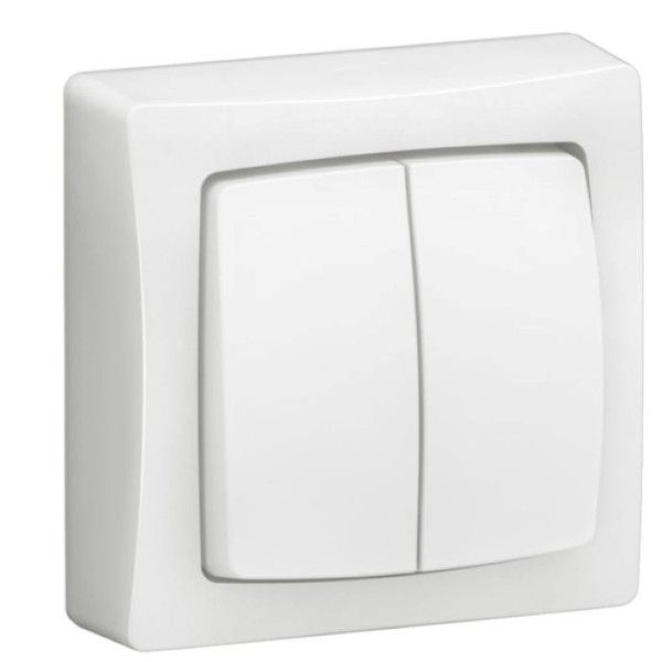 Legrand OTEO Universalschalter 10A mit Steckklemmen Aufputz / Zweifach-Taster weiß 086020L