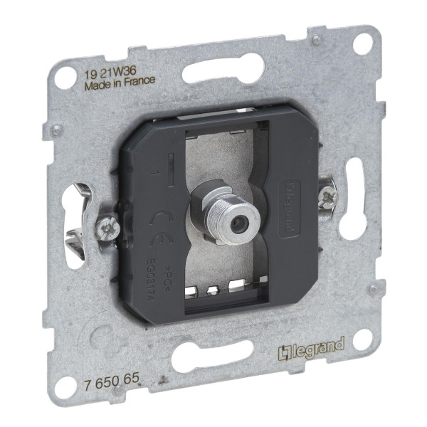 Legrand SEANO Anschlussdose F-Type, Einsatz, Anschlussdämpfung: 1,5dB, SAT: 0-2400 MHz, IK04, 72,5 mmx72,7 mmx27,7mm, 765065