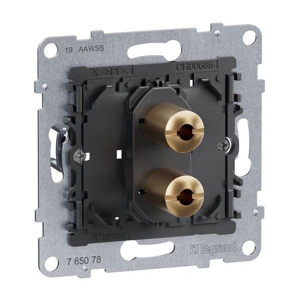 Legrand SEANO 1-fach Lautsprecher-Anschluss, Einsatz, 4mm-Buchsen, vergoldete Messing-Buchsen für erstklassige Signalübertragung, 765078