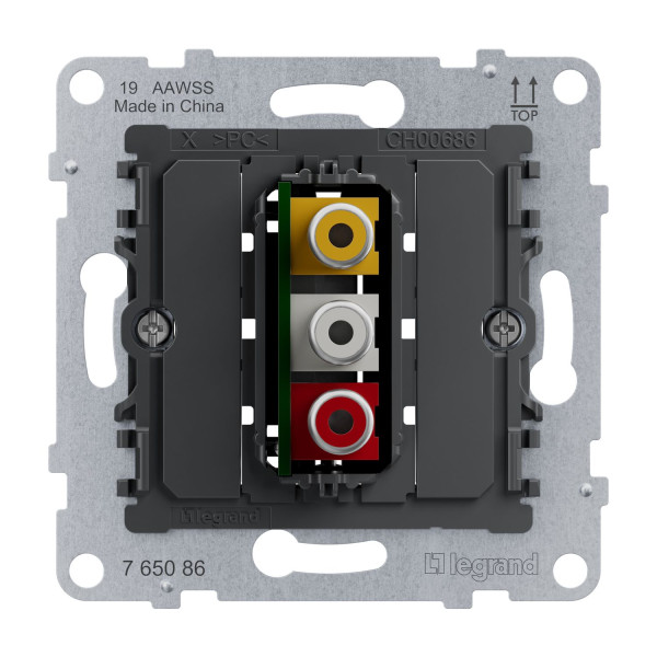 Legrand SEANO RCA Cinch-Anschlussdose, Einsatz, 3-fach, Schraubklemmenanschluss: 0,5mm2, 765086