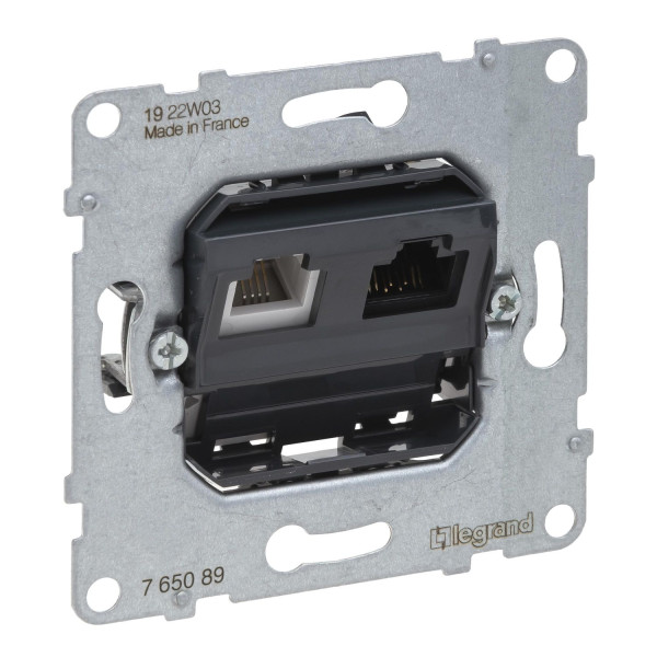 Legrand SEANO Datendose RJ11+RJ45 KAT. 6 UTP, Einsatz, Kombinationsdose mit RJ11-Anschluss für Telefon- und Datenanschluss (RJ45, Kat. 6, UTP), 765089