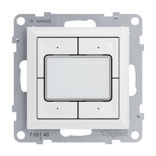 Legrand SEANO 4-fach elektronischer Taster 0-24 V, max. 1A, Tasten separat ansteuerbar (beleuchtbar), inkl. Wippe, Ultraweiß, 765146