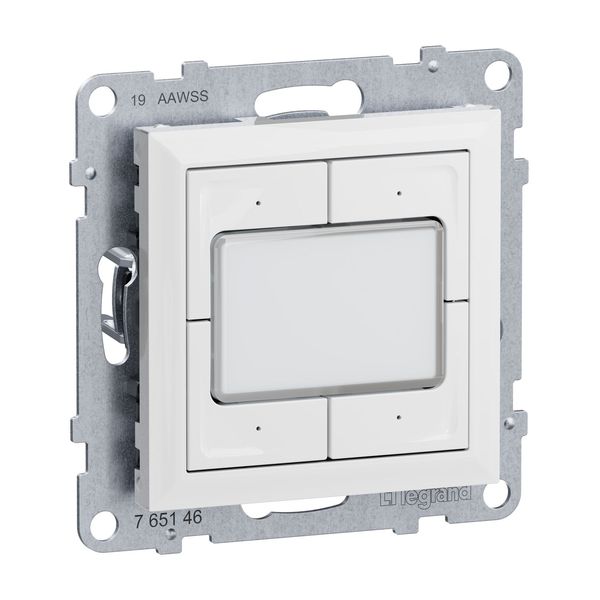 Legrand SEANO 4-fach elektronischer Taster 0-24 V, max. 1A, Tasten separat ansteuerbar (beleuchtbar), inkl. Wippe, Ultraweiß, 765146