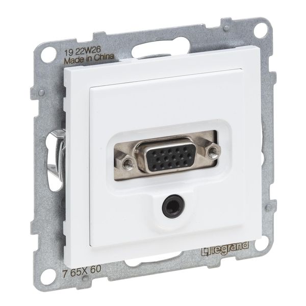 Legrand SEANO HD15 Anschlusseinheit + 3 mm Jack, Einsatz inklusive Abdeckung, Schraubklemmen, Ultraweiß, 765160