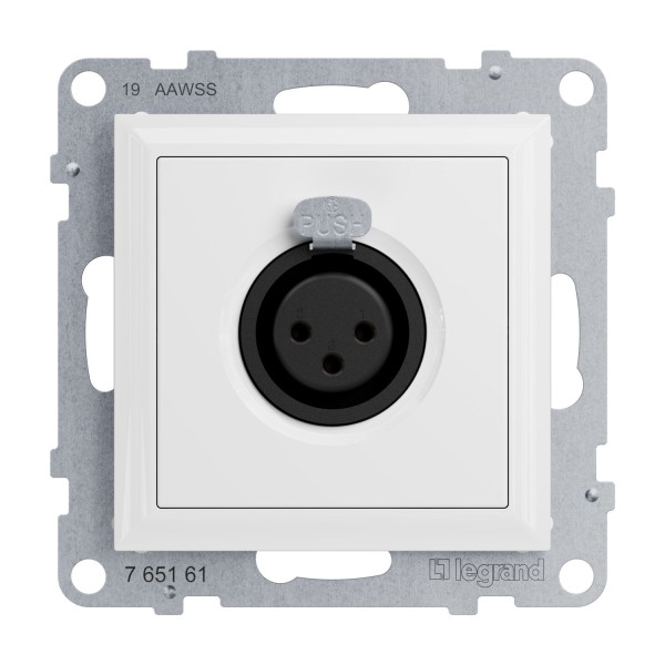 Legrand SEANO XLR-Dose 3-polig weiblich, Einsatz inklusive Abdeckung, Schraubklemmen: 0,5mm2, Ultraweiß, 765161