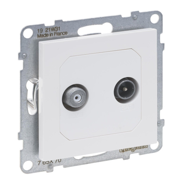 Legrand SEANO Einzeldose TV-SAT, 2 Kabel, Sternverkabelung HD-TV, Anschlussdämpfung: 1.5dB, Ultraweiß, 765170