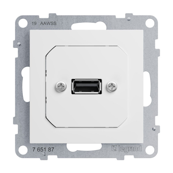 Legrand SEANO USB-Datendose mit Kabel, Einsatz inklusive Abdeckung, USB 3.0, Kabellänge: 15cm, Ultraweiß, 765187