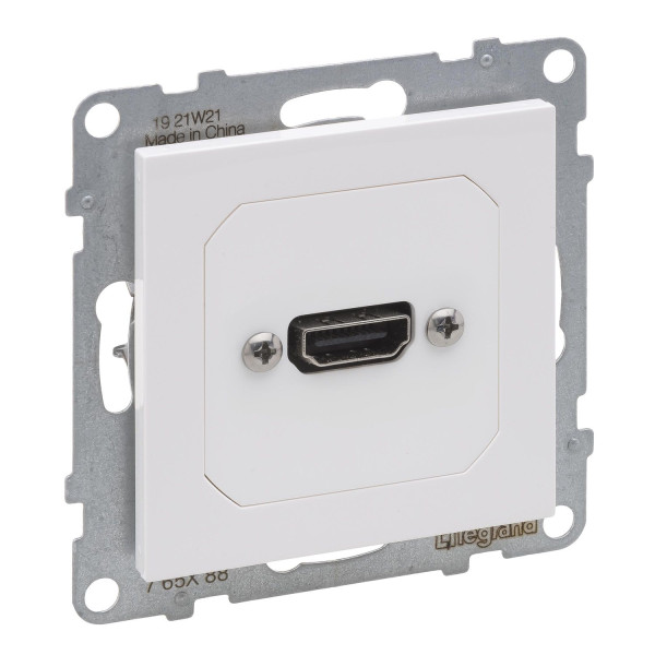 Legrand SEANO HDMI 1.3 Anschlusseinheit vorverdrahtet, Einsatz inklusive Abdeckung, Kabel 15cm, Ultraweiß, 765188