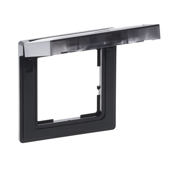Legrand SEANO 1-fach Rahmen mit Klappdeckel für Standardeinsätze zur Erhöhung der Schutzart auf IP44, 87x87mm, Schwarz, 765344