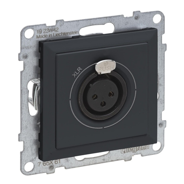 Legrand SEANO XLR-Dose 3-polig weiblich, Einsatz inklusive Abdeckung, Schraubklemmen: 0,5mm2, Anthrazit, 765461