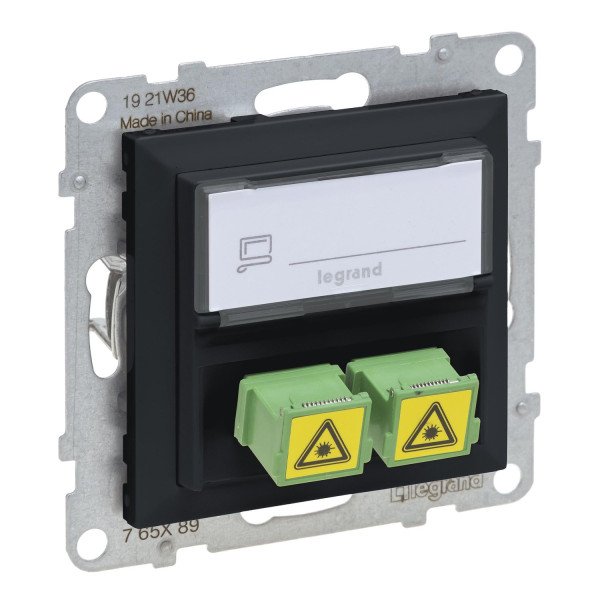 Legrand SEANO SC/APC Monomode Glasfaser-Steckdose, 2 Glasfaserkabel, Duplex Adapter, Anthrazit, 765489