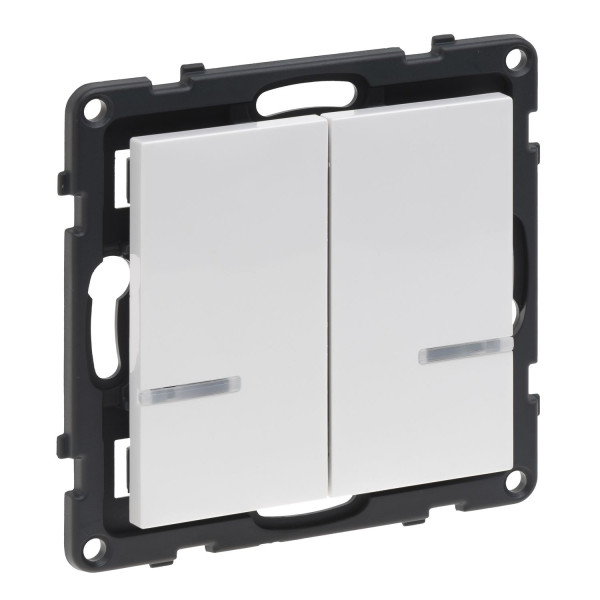 Legrand SEANO with Netatmo Wandsender Licht - 2-fach, 2 Schaltwippen, LED-Batteriestatus, Befestigung auf jeder Oberfläche, Smart Home, Ultraweiß, 765634