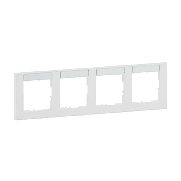 Legrand Seano+ 4-fach Rahmen horizontal mit Beschriftungsfeld, nachhaltige Produktion und Verpackung, Ultraweiß, 765894