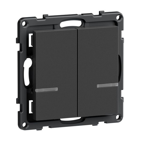 Legrand SEANO with Netatmo Wandsender Licht - 2-fach, 2 Schaltwippen, LED-Batteriestatus, Befestigung auf jeder Oberfläche, Smart Home, Anthrazit, 765934