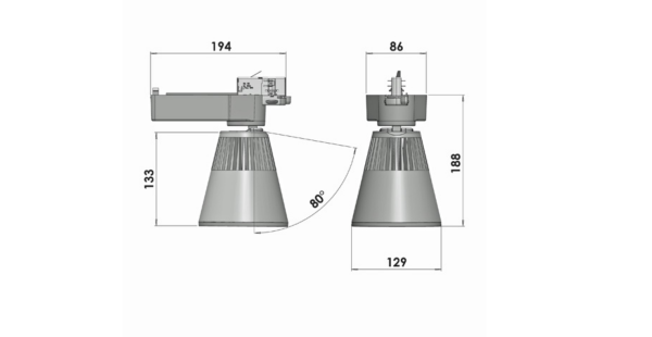 Lival LED-Stromschienenstrahler Trigger Lean 55W 930 4900lm 60° silber 90Ra