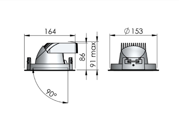 Lival LED-Deckeneinbaustrahler Mini Lean DL 25W 930 2300lm 55° silber 90Ra