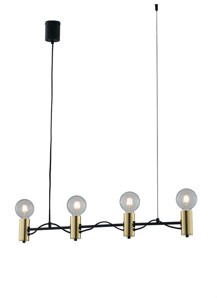 LUCE Design Axon Pendelleuchte 4fach E27 Schwarz/Gold