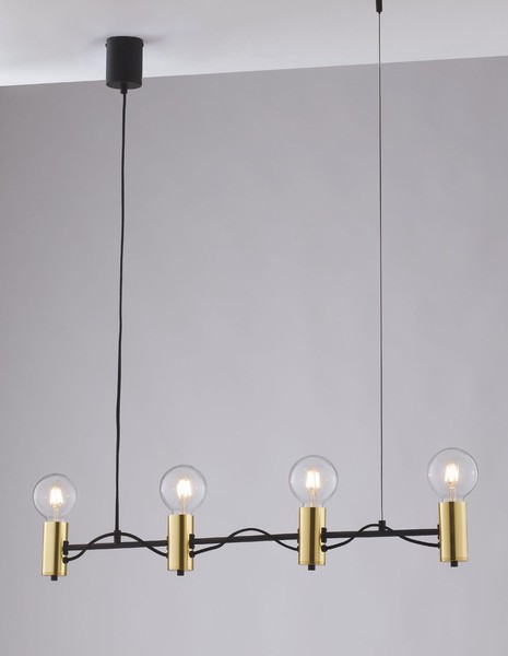 LUCE Design Axon Pendelleuchte 4fach E27 Schwarz/Gold