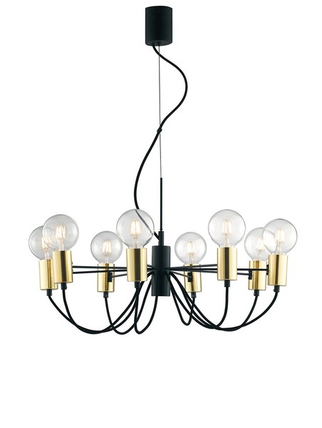 LUCE Design Axon Pendelleuchte 8fach E27 Schwarz/Gold