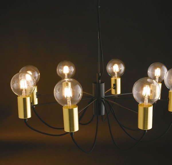 LUCE Design Axon Pendelleuchte 8fach E27 Schwarz/Gold