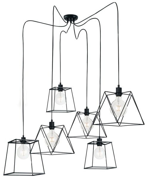 LUCE Design Brookyln Pendelleuchte 6fach E27 Schwarz