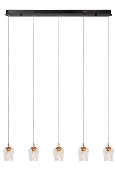 Lucide BERLIANE LED Pendelleuchten 5-fach 4W dimmbar Warmweiss Modern Transparent 65-164,5cm 00430/20/60
