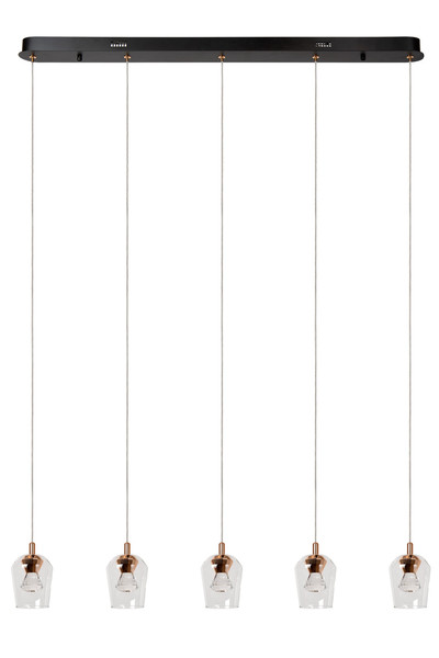 Lucide BERLIANE LED Pendelleuchten 5-fach 4W dimmbar Warmweiss Modern Transparent 65-164,5cm 00430/20/60