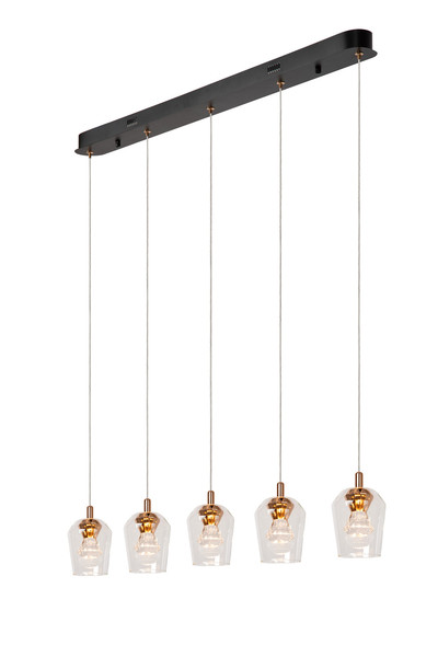 Lucide BERLIANE LED Pendelleuchten 5-fach 4W dimmbar Warmweiss Modern Transparent 65-164,5cm 00430/20/60