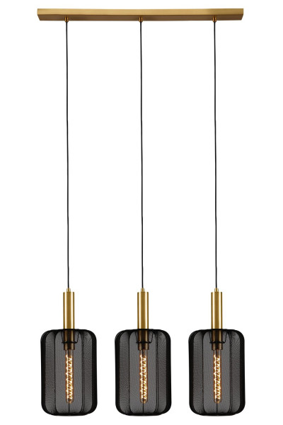 Lucide CORINA Pendelleuchte 3x E27 Schwarz, Mattes Gold, Messing 03447/03/30