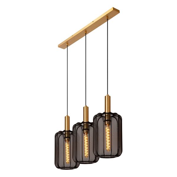 Lucide CORINA Pendelleuchte 3x E27 Schwarz, Mattes Gold, Messing 03447/03/30