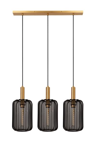 Lucide CORINA Pendelleuchte 3x E27 Schwarz, Mattes Gold, Messing 03447/03/30