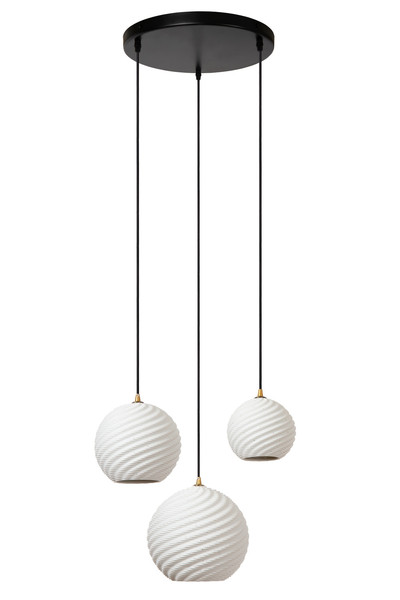 Lucide BINA MULTI PENDEL E27 Pendelleuchten 3-fach Retro Weiß 70-145,7cm 13451/03/31