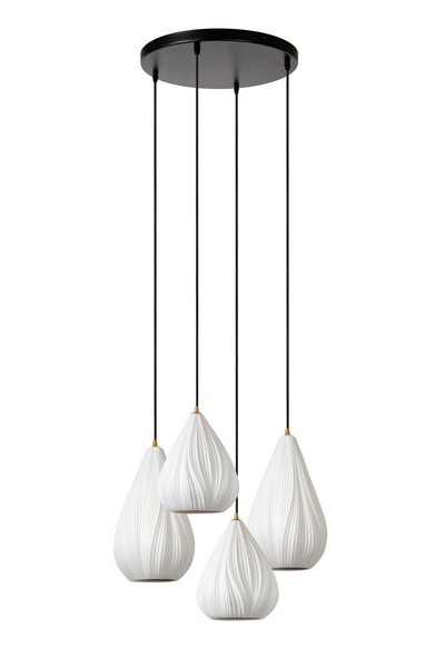 Lucide CINZIA MULTI PENDEL E27 Pendelleuchten 4-fach Retro Weiß 70-154cm 13452/04/31