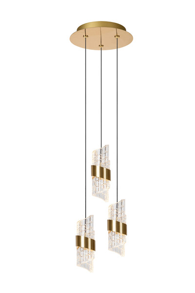 Lucide KLIGANDE LED Pendelleuchten 3-fach 8W dimmbar Warmweiss Modern Mattgold 70-150cm 13496/21/02