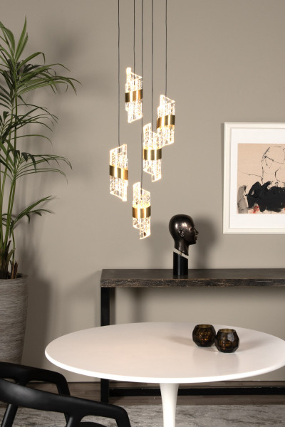 Lucide KLIGANDE LED Pendelleuchten 5-fach 8W dimmbar Warmweiss Modern Mattgold 70-150cm 13496/36/02